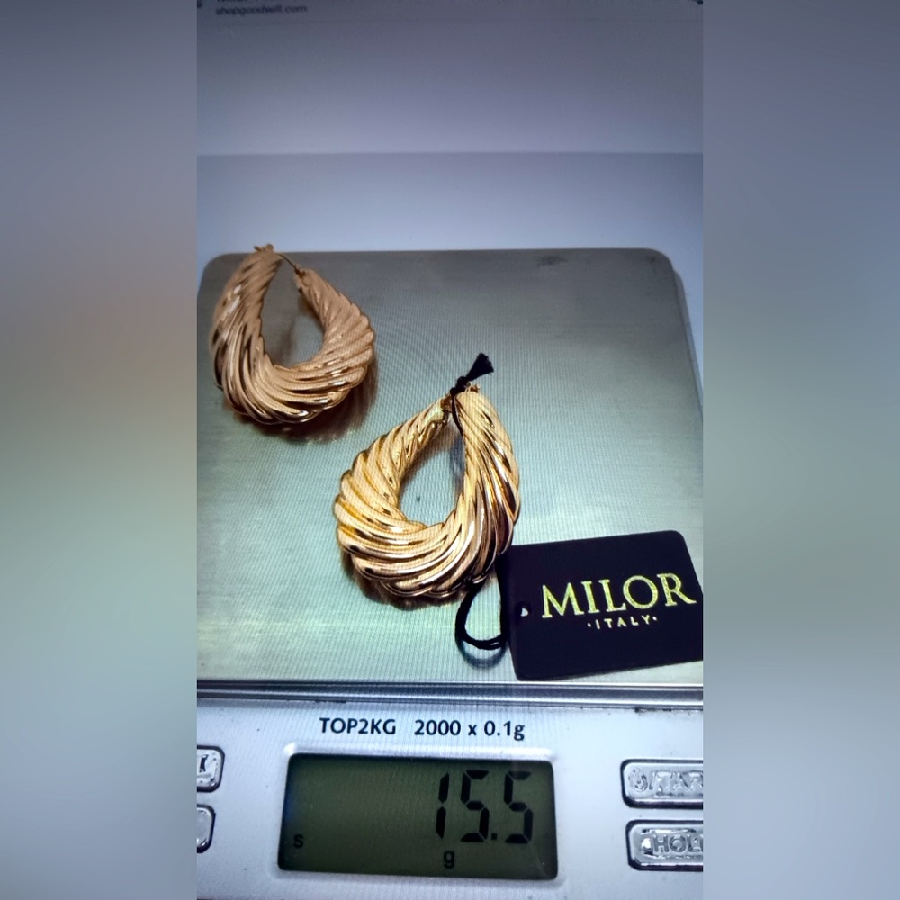 14K Milnor Resin Rosd Gold Earrings 15.5 Grams